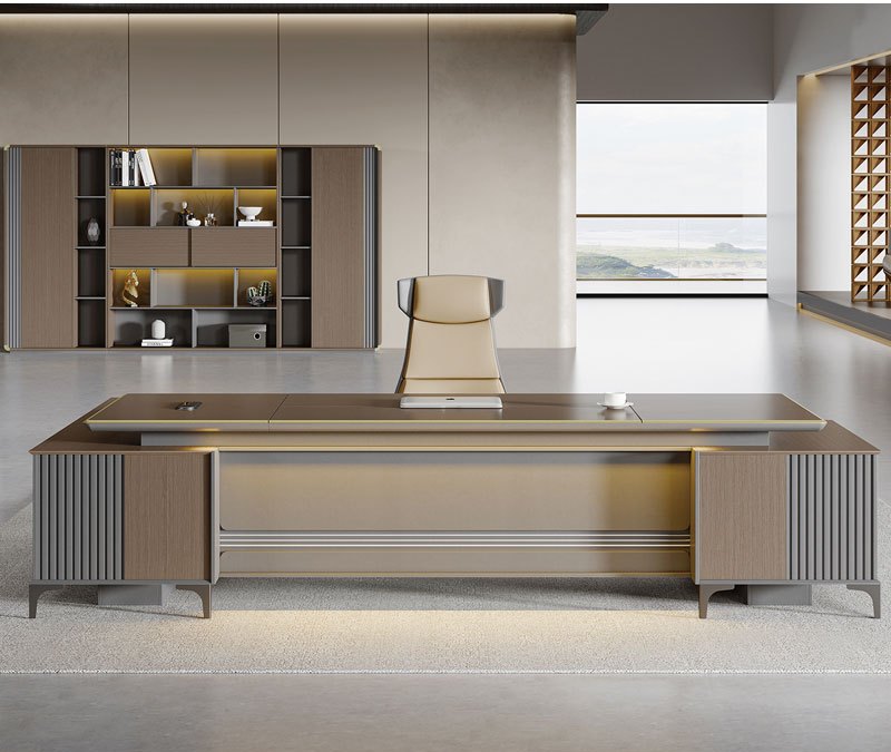 Mesa de escrit&oacute;rio executiva de melamina feita sob medida em um escrit&oacute;rio moderno - HY-66B52819 da cole&ccedil;&atilde;o de mesas executivas da Liyu Furniture