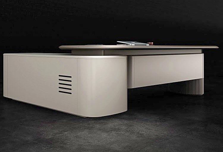 B&agrave;n l&agrave;m việc văn ph&ograve;ng điều h&agrave;nh t&iacute;ch hợp tủ phụ v&agrave; ngăn k&eacute;o, đường k&iacute;nh 2400 mm, nh&igrave;n từ ph&iacute;a chứa đồ — Nội thất Liyu MG-WL02